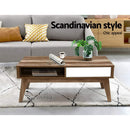 Artiss Coffee Table 2 Drawers Walnut Serena-3