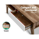 Artiss Coffee Table 2 Drawers Walnut Serena-5