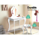 Keezi Kids Dressing Table Stool Set Vanity Mirror Princess Children Makeup White-8