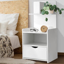 Artiss Bedside Table 1 Drawer with Shelves - EVERMORE White-1