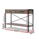 Artiss Console Table 2 Drawers Walnut Marconi-4