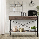 Artiss Console Table 2 Drawers Walnut Marconi-1