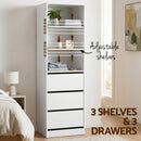 Artiss 2x Chest of 3 Drawers Tallboy Cabinet White-5