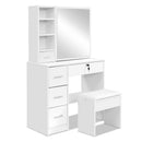 Artiss Dressing Table Stool Set Sliding Mirror White Diane-5