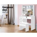 Artiss Dressing Table Stool Set Sliding Mirror White Diane-6