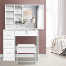 Artiss Dressing Table Stool Set Sliding Mirror White Diane-1