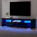 Artiss TV Cabinet Entertainment Unit Stand RGB LED Gloss Furniture 200cm Black-1