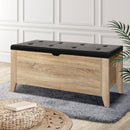 Artiss Storage Ottoman Blanket Box Leather Oak-1