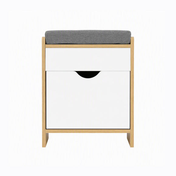 Artiss Storage Ottoman with Drawer 100kg Capacity Footrest Cushion Oak