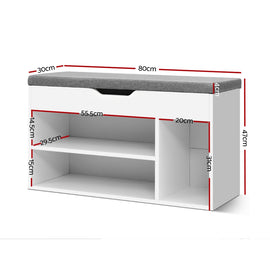 Artiss Shoe Rack Bench Shoe Cabinet White Allen - 0