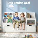 Keezi Kids Bookshelf Storage Organiser Toy Box Drawer Bench Seat Cabinet White-5