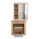Artiss Dressing Table Stool Set Sliding Mirror Oak Demi-3