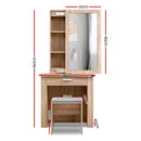 Artiss Dressing Table Stool Set Sliding Mirror Oak Demi-4