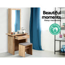 Artiss Dressing Table Stool Set Sliding Mirror Oak Demi-8
