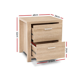 Artiss Bedside Table 2 Drawers - MAXI Pine - 0