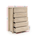 Artiss 5 Chest of Drawers - MAXI Pine-4
