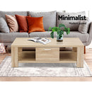 Artiss Coffee Table 1 Drawer Oak Maxi-4