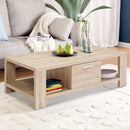 Artiss Coffee Table 1 Drawer Oak Maxi-7