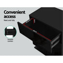 Artiss Bedside Table LED 3 Drawers - MORI Black-6