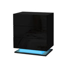Artiss Bedside Table LED 3 Drawers - MORI Black-1