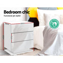 Artiss Bedside Table LED 3 Drawers - MORI White-5