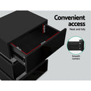 Artiss Bedside Table LED 3 Drawers - LUMI Black-6