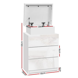 Artiss Bedside Table LED 3 Drawers - COLEY White - 0