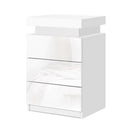 Artiss Bedside Table LED 3 Drawers - COLEY White-1