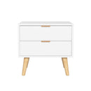 Artiss Bedside Table 2 Drawers - White-3