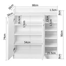 Artiss Shoe Rack Cabinet 21 Pairs Adjustable Shelves White Clair-4