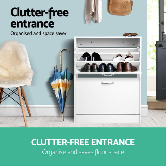 Artiss Shoe Rack Cabinet Adjustable Shelves 24 Pairs White Iris