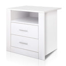 Artiss Bedside Table 2 Drawers with Shelf - TARA White-1
