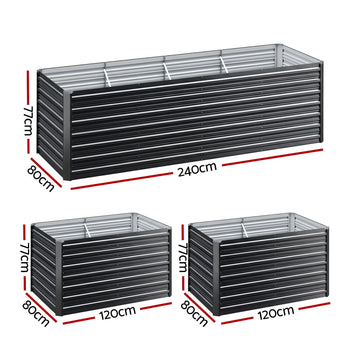 Green Fingers 2-in-1 Raised Garden Bed Kit, 240cm/120cm| 77cm Extra Deep Ergonomic Planter Box | Protect Your Back | Galvanised Steel Vegetable Flower Pot for Outdoor Garden | Includes Gloves & Pegs - 0