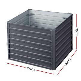 Green Fingers 2x Garden Bed 100x100x77cm Planter Box Raised Container Galvanised - 0