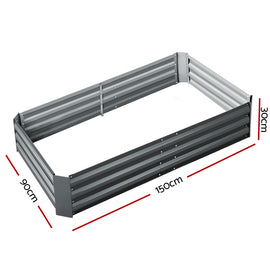 Green Fingers 2x Garden Bed 150x90cm Planter Box Raised Container Galvanised Herb - 0