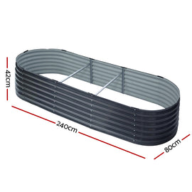 Green Fingers Garden Bed 240X80X42cm Oval Planter Box Raised Container Galvanised - 0