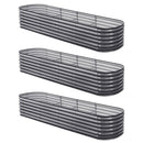 Green Fingers 3 Pcs Raised Garden Bed Kit Oval Galvanized Steel Planter Boxes 320x80x56cm, Heavy Duty Metal Elevated Garden Bed for Vegetables Flowers Herbs, with Safety Edging, Gloves & Pegs Included-6