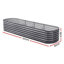 Green Fingers 3 Pcs Raised Garden Bed Kit Oval Galvanized Steel Planter Boxes 320x80x56cm, Heavy Duty Metal Elevated Garden Bed for Vegetables Flowers Herbs, with Safety Edging, Gloves & Pegs Included-7