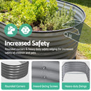 Green Fingers 3 Pcs Raised Garden Bed Kit Oval Galvanized Steel Planter Boxes 320x80x56cm, Heavy Duty Metal Elevated Garden Bed for Vegetables Flowers Herbs, with Safety Edging, Gloves & Pegs Included-4