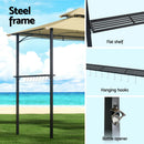 Instahut Gazebo Outdoor Patio Marquee BBQ Grill Shelter Garden Shade Hooks Beige-5