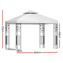 Instahut Gazebo 3x3m Marquee Outdoor Wedding Party Event Tent Home Iron Art Shade White-2