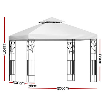 Instahut Gazebo 3x3m Marquee Outdoor Wedding Party Event Tent Home Iron Art Shade White - 0