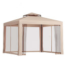 Instahut Gazebo Marquee 3m Outdoor Event Tent Camping Party Mesh Wall Canopy Brown-1