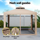Instahut Gazebo Marquee 3m Outdoor Event Tent Camping Party Mesh Wall Canopy Brown-4