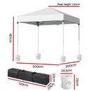Instahut Gazebo 2x2m Outdoor Patio Garden Marquee Shade w/ Base Pods White-2