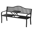 Gardeon Outdoor Garden Bench Seat Loveseat Steel Foldable Table Patio Furniture Black-1