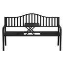 Gardeon Outdoor Garden Bench Seat Loveseat Steel Foldable Table Patio Furniture Black-3
