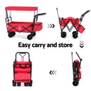 Gardeon Garden Cart with Removable Canopy Red-6