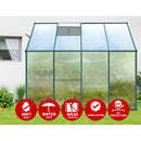 Green Fingers Greenhouse 2.52x1.27x2.13M Lean-to Aluminium Polycarbonate Green House Garden Shed-4