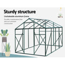Green Fingers Greenhouse 2.52x1.9x1.83M Aluminium Polycarbonate Green House Garden Shed-6